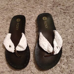 Roxy White Lace and Brown Sandals Sz:7